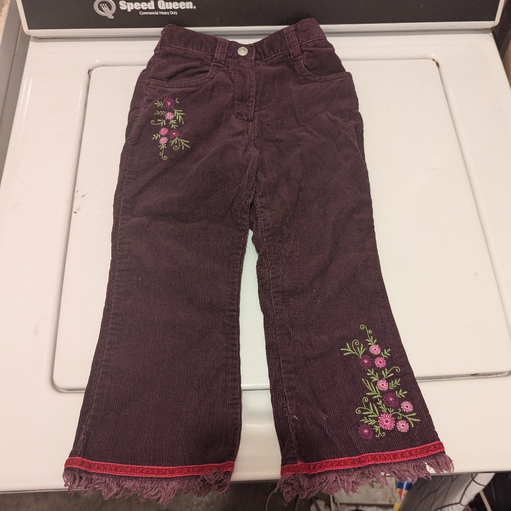 Vintage Y2K Gymboree Girls Embroidered Corduroy Pants, Size 4 Yrs